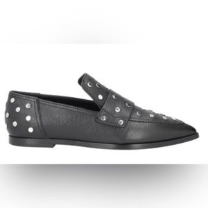 AGL Ines Studded Black Leather Pointed Toe Loafer Women’s Size 11